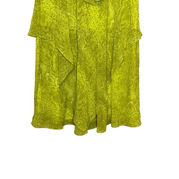 Vicky Tiel Green Snake Print Tiered Handkerchief Dress Size M Chiffon Rhinestone - Picture 4 of 12